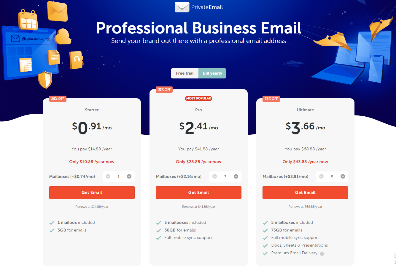 Namecheap企业邮箱低价促销：首购45%折扣支持免费试用
