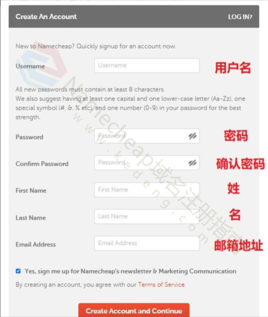 Namecheap怎么注册账号？
