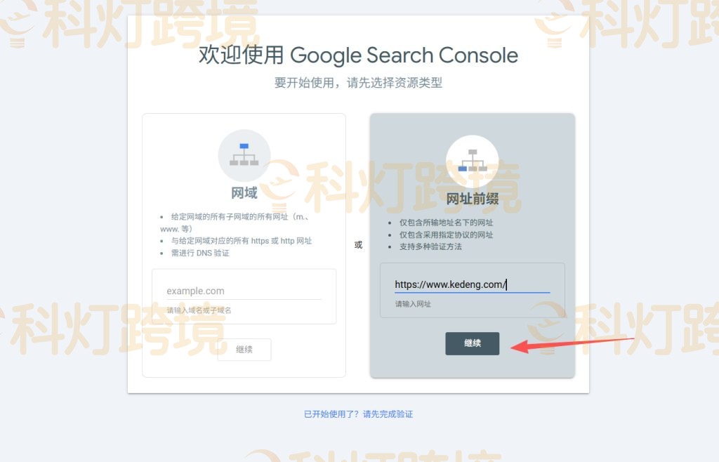 输入完整的域名