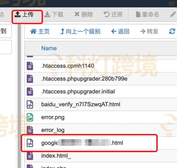 将html文件上传到根目录里