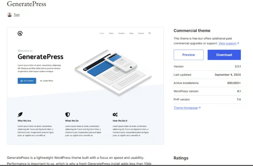 WordPress商城主题五GeneratePress