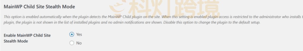  MainWP 子站点隐藏模式
