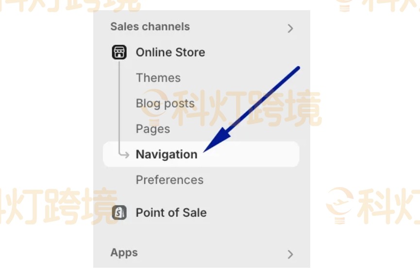 转到 Shopify 后台中的导航