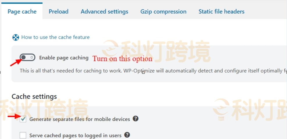 启用页面缓存