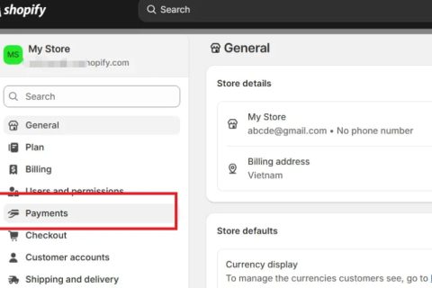 访问Shopify设置和付款