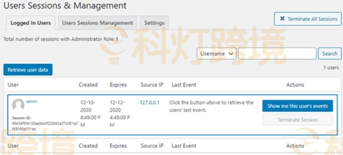 转到WP Activity Log登录用户页面