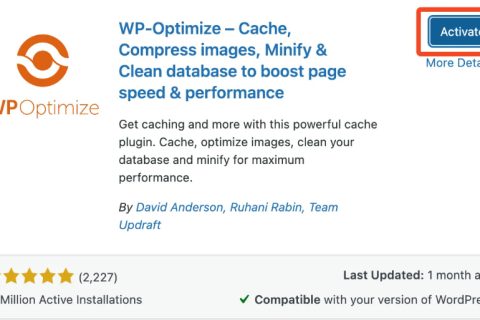 激活WP Optimize缓存插件