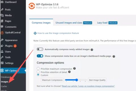 选择WP Optimize中的图片